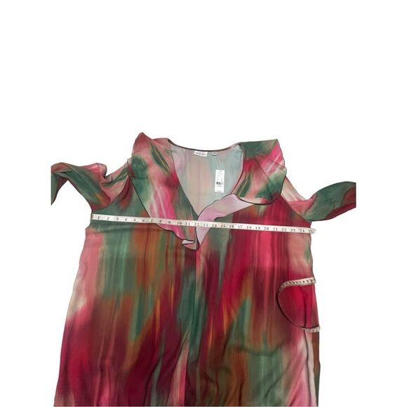 Sweet Pea Stacy Frati New York & Company Blouse Floral Low V Ruffle Neck Sz XXL - Picture 6 of 8